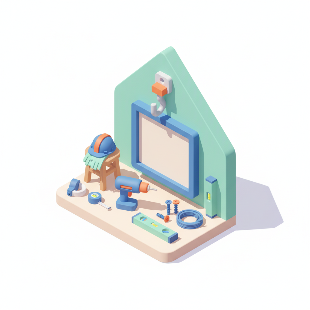 Illustration 3D : Comment accrocher un tableau lourd sur mur en pente à Romagnat