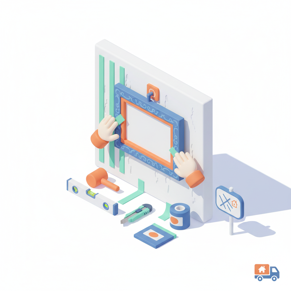 Illustration 3D : Accrocher un tableau lourd sur placo sans percer à Aulnat