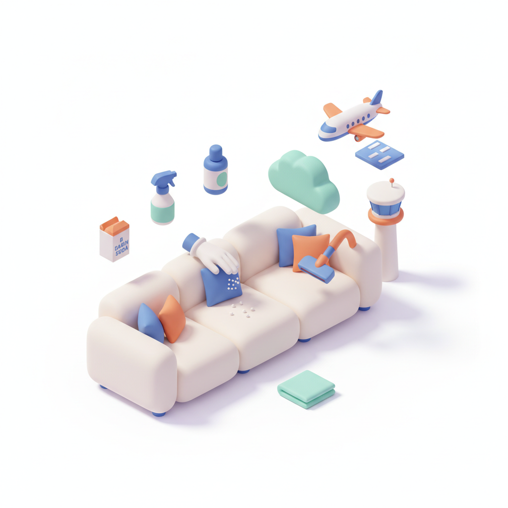 Illustration 3D : Comment enlever les odeurs d'un canapé près de l'aéroport d'Aulnat