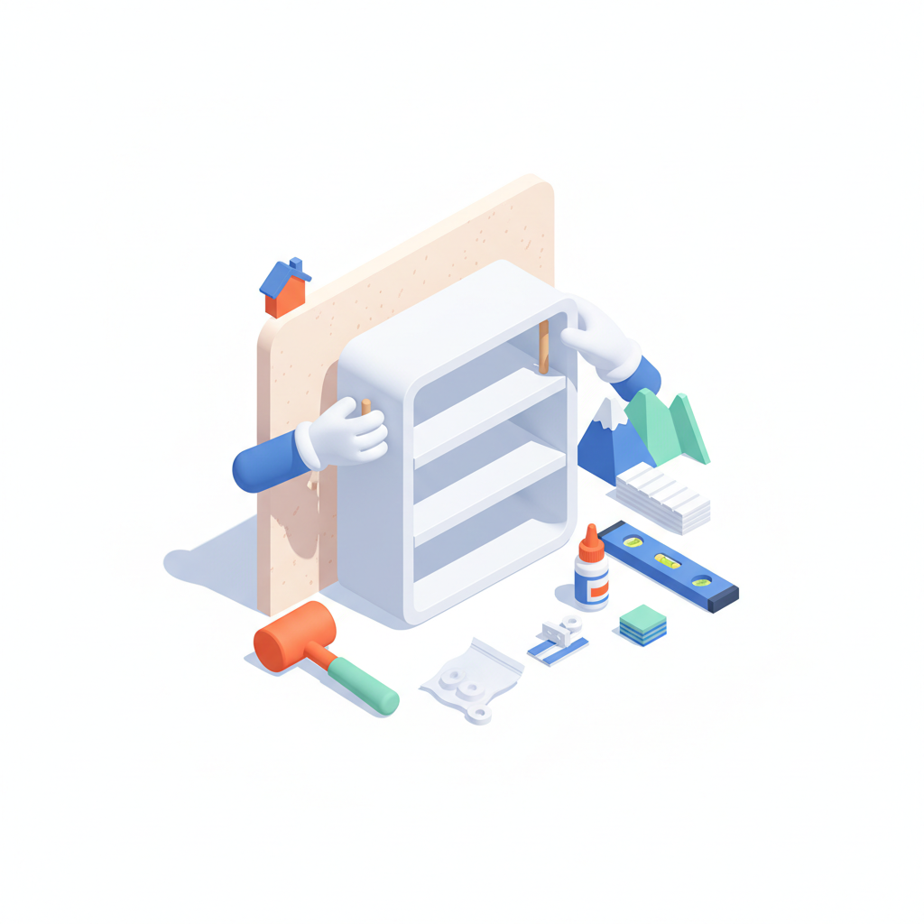 Illustration 3D : Comment monter une bibliothèque Billy IKEA sans percer le placo à Gerzat