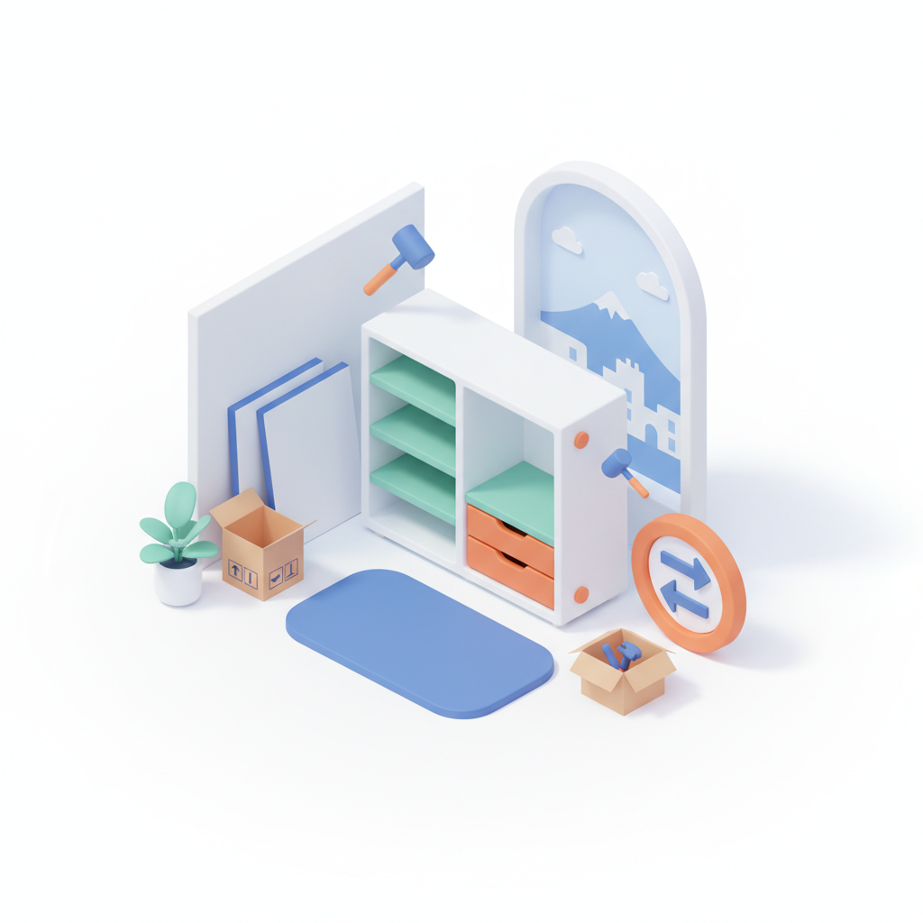 Illustration 3D : Comment monter une armoire PAX IKEA dans un studio à Clermont-Ferrand