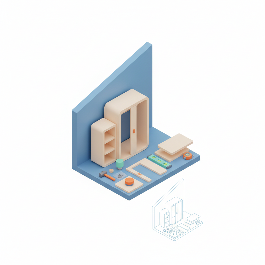 Illustration 3D : Comment monter une PAX IKEA dans une chambre en pente à Romagnat