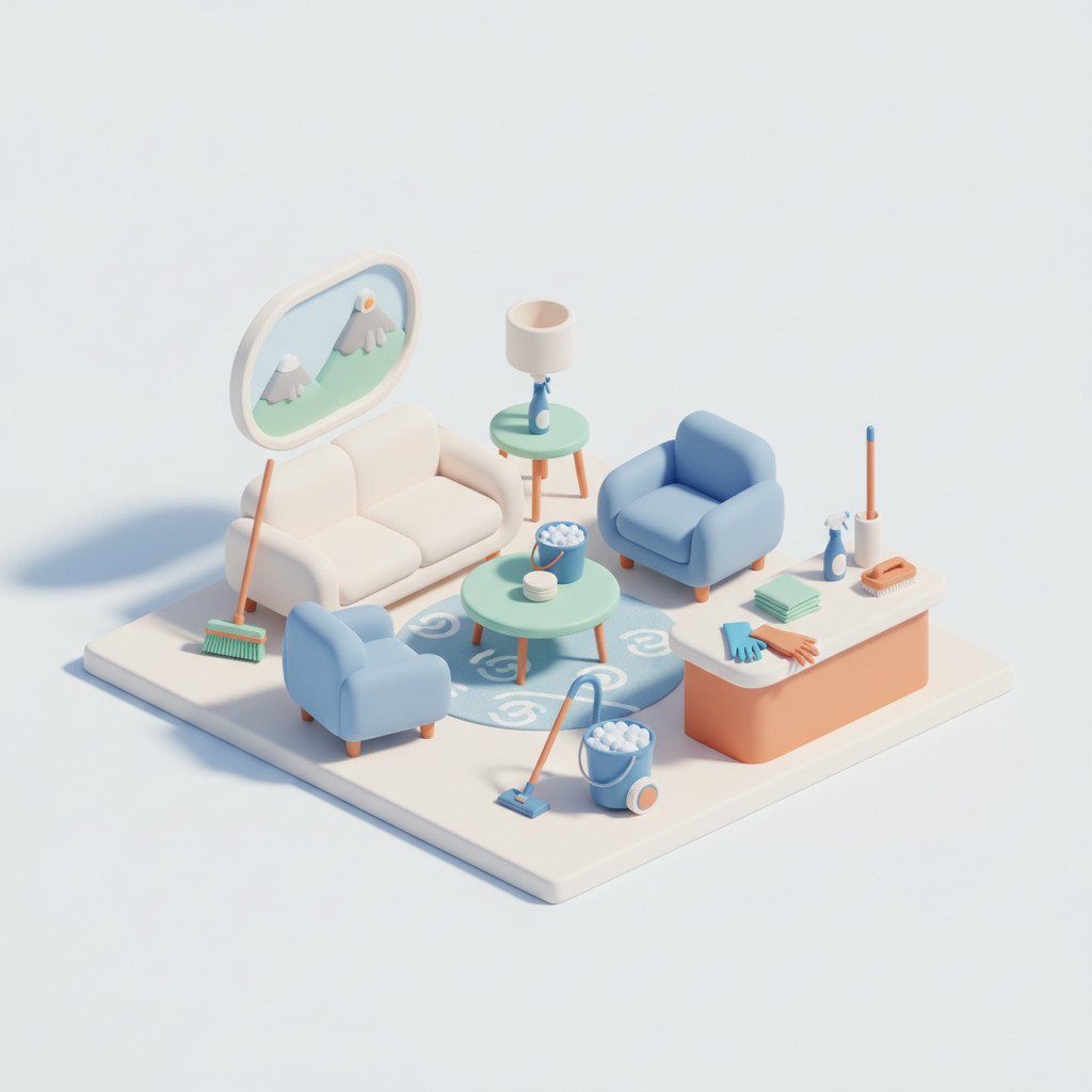 Illustration 3D : Comment nettoyer un appartement pour l'état des lieux à Clermont-Ferrand