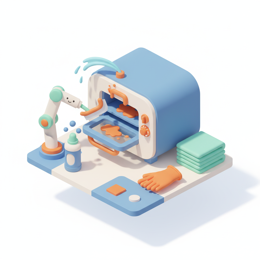 Illustration 3D : Comment nettoyer un four encrassé de graisses industrielles à Gerzat