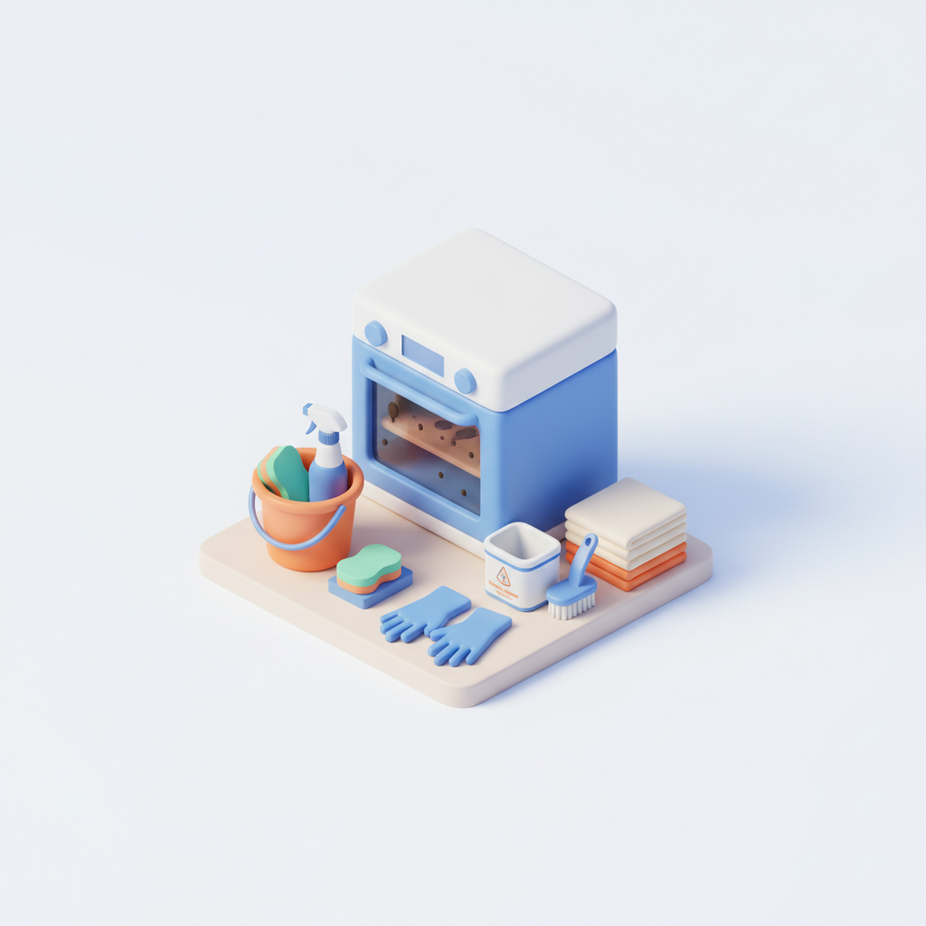 Illustration 3D : Comment nettoyer un four encrassé dans un studio étudiant à Aubière
