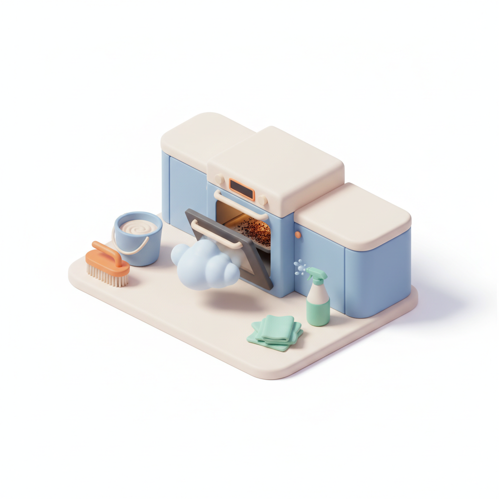 Illustration 3D : Comment nettoyer un four pyrolyse encrassé à Beaumont sans chimie