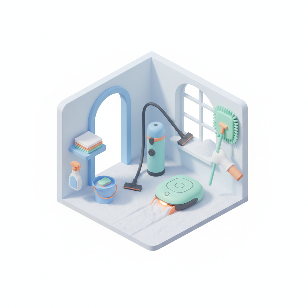 Illustration 3D : Comment nettoyer la poussière de plâtre après travaux à Gerzat