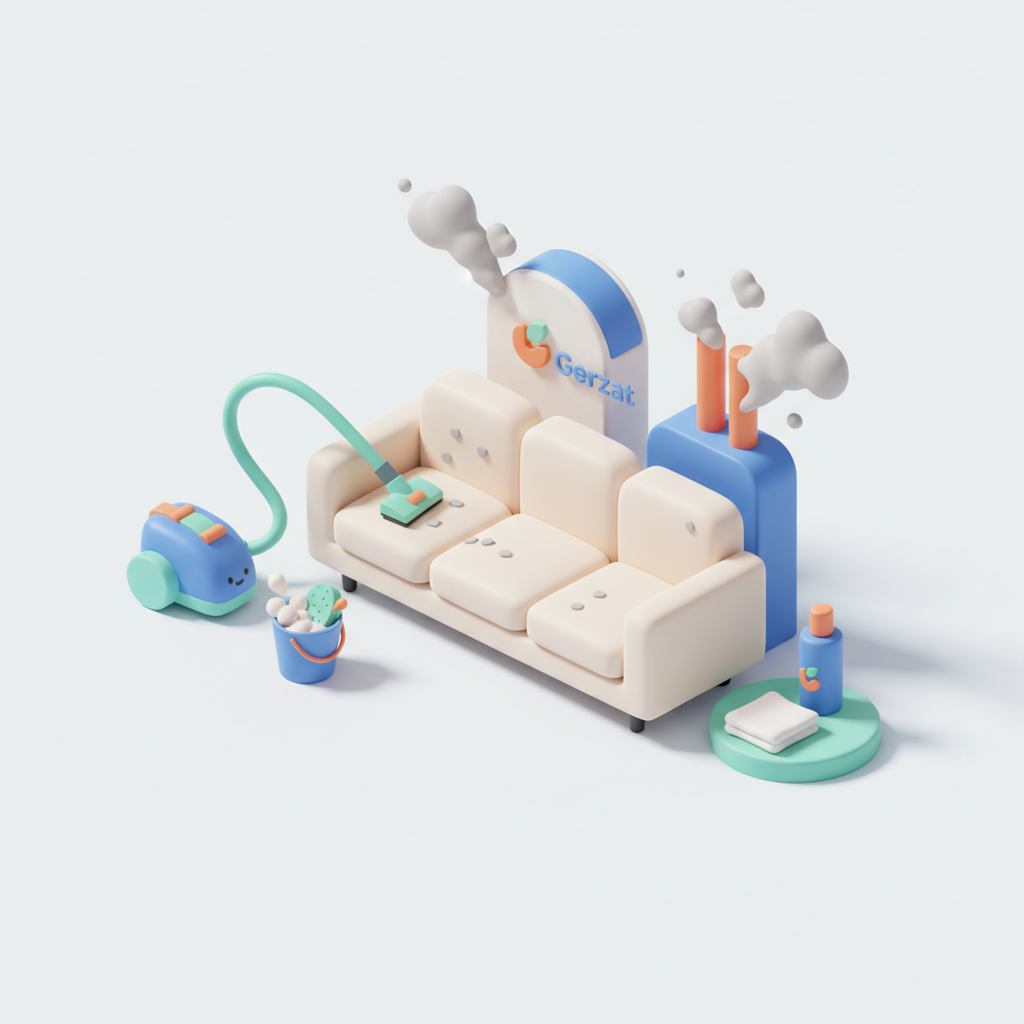 Illustration 3D : Comment nettoyer un canapé en cuir exposé à la poussière industrielle à Gerzat