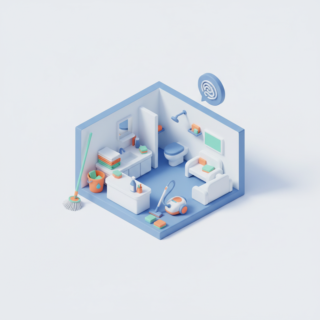 Illustration 3D : Comment nettoyer un logement pour état des lieux à Cournon-d'Auvergne