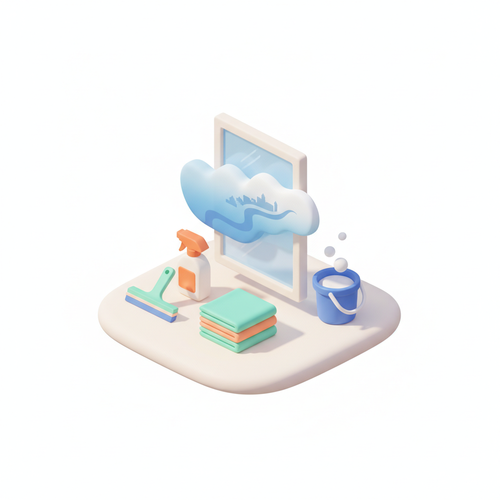 Illustration 3D : Comment nettoyer les vitres avec le brouillard d'Allier à Pont-du-Château
