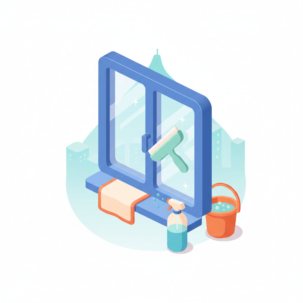 Illustration 3D : Comment nettoyer les vitres en double vitrage à Clermont-Ferrand sans traces