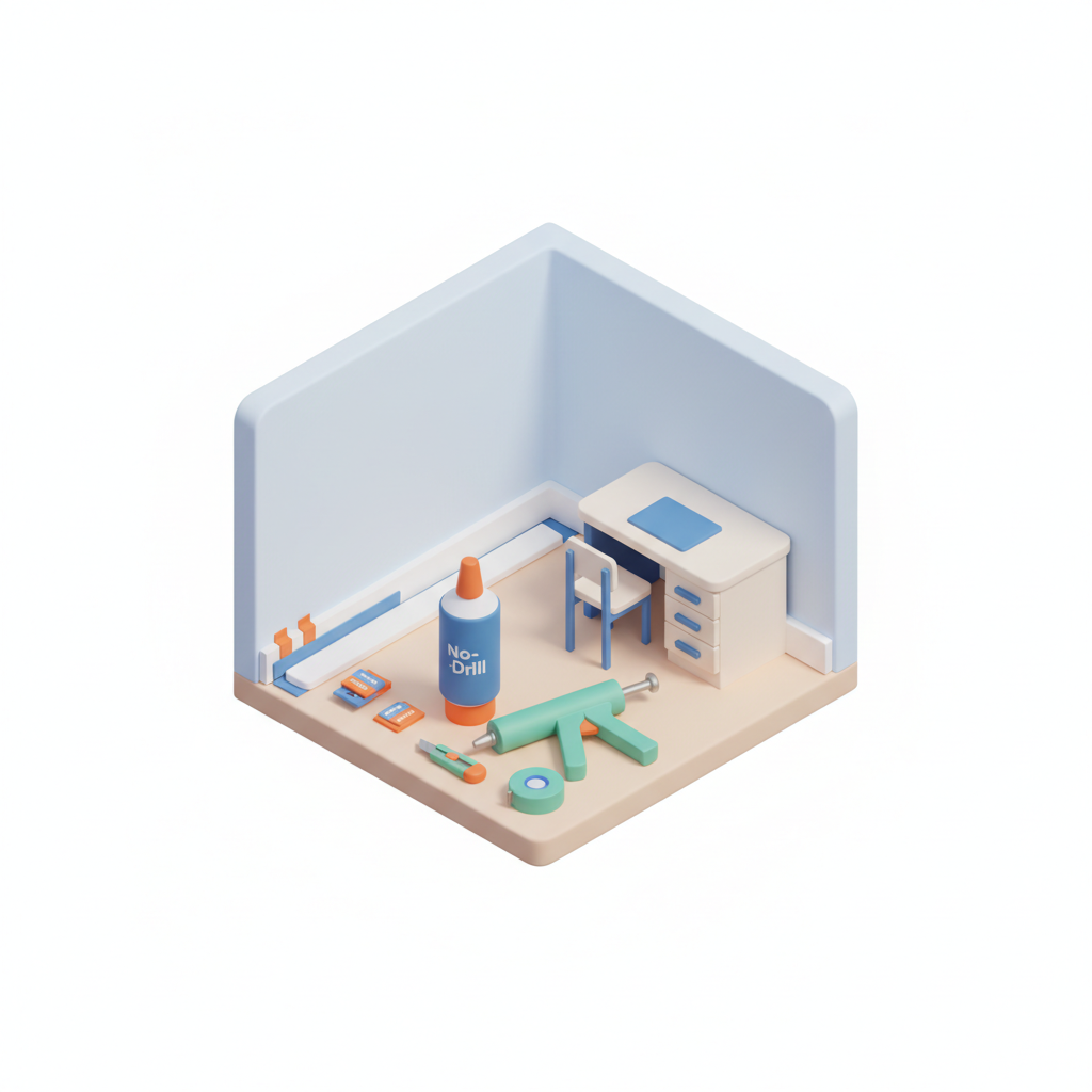 Illustration 3D : Comment poser des plinthes dans un studio étudiant à Aubière sans percer