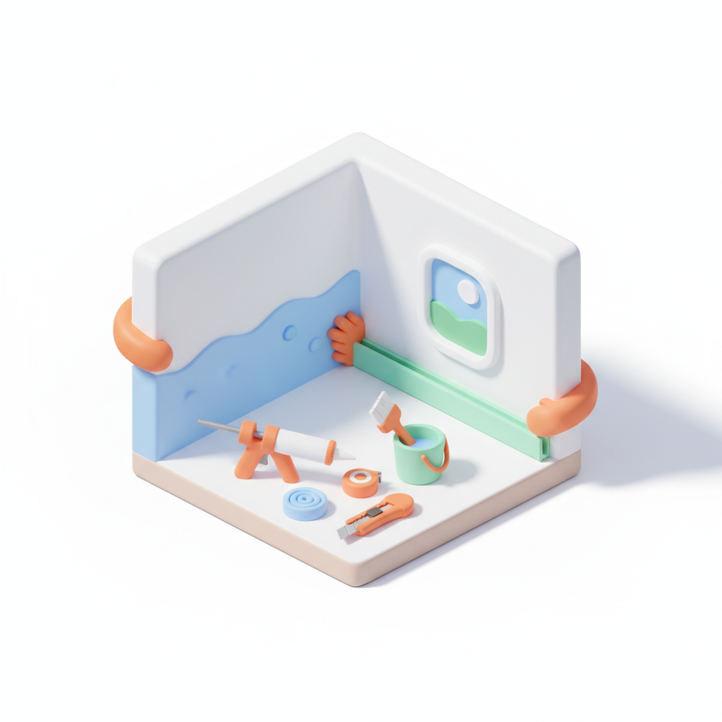 Illustration 3D : Comment poser des plinthes dans une maison humide à Pont-du-Château