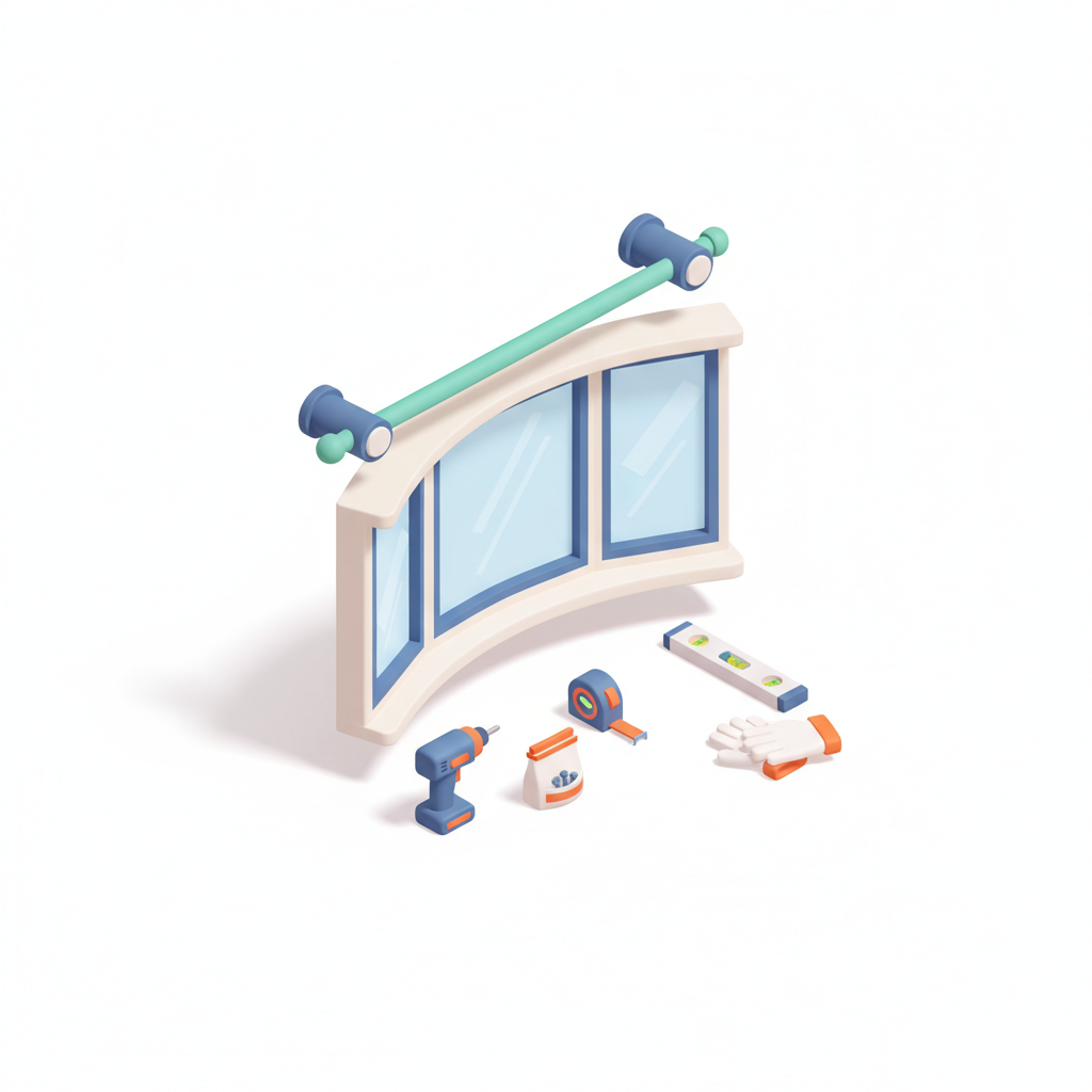 Illustration 3D : Comment poser une tringle à rideaux sur baie vitrée à Cournon