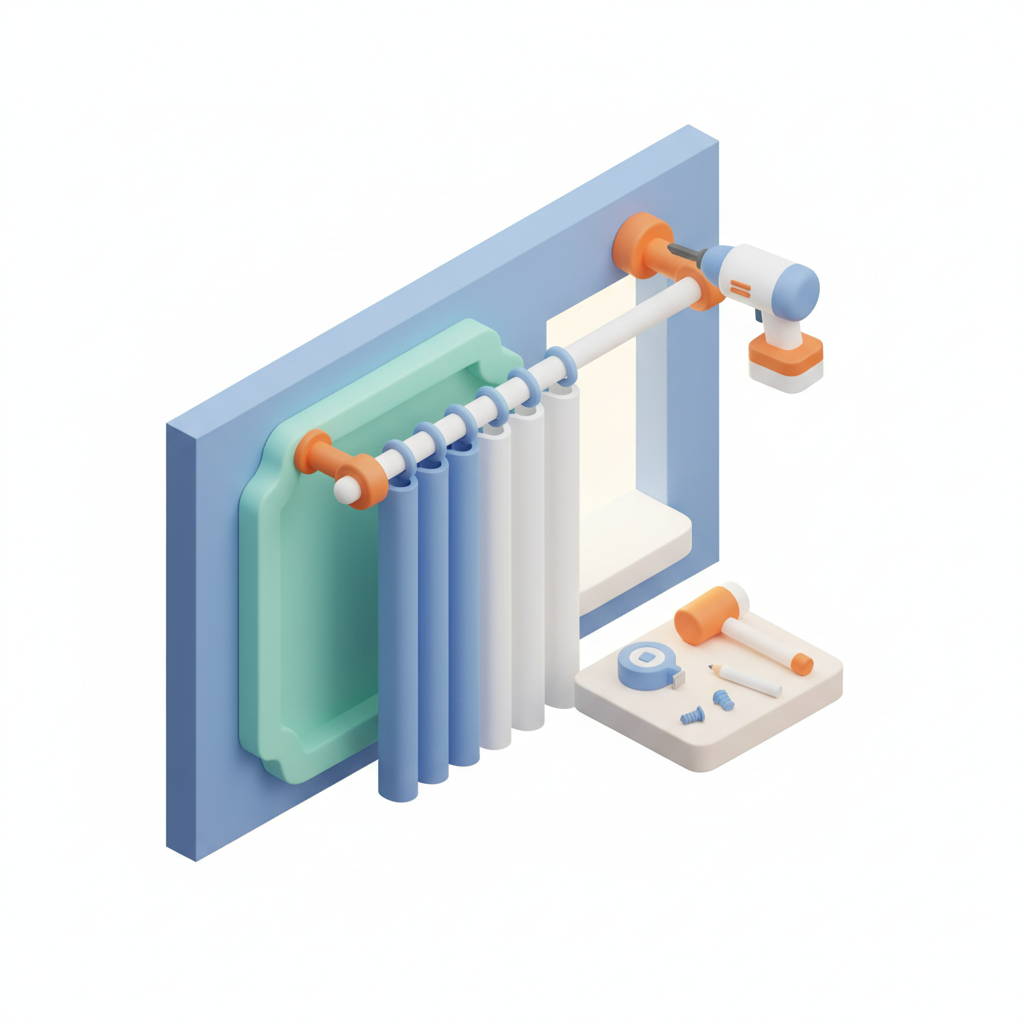 Illustration 3D : Comment poser une tringle à rideaux sur moulure en plâtre à Beaumont