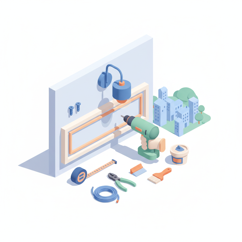 Illustration 3D : Comment poser une applique murale sur moulure en plâtre à Chamalières