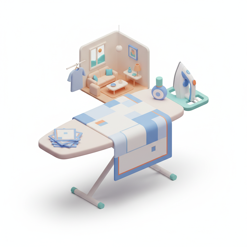 Illustration 3D : Comment repasser des nappes en coton après un événement familial à Aulnat