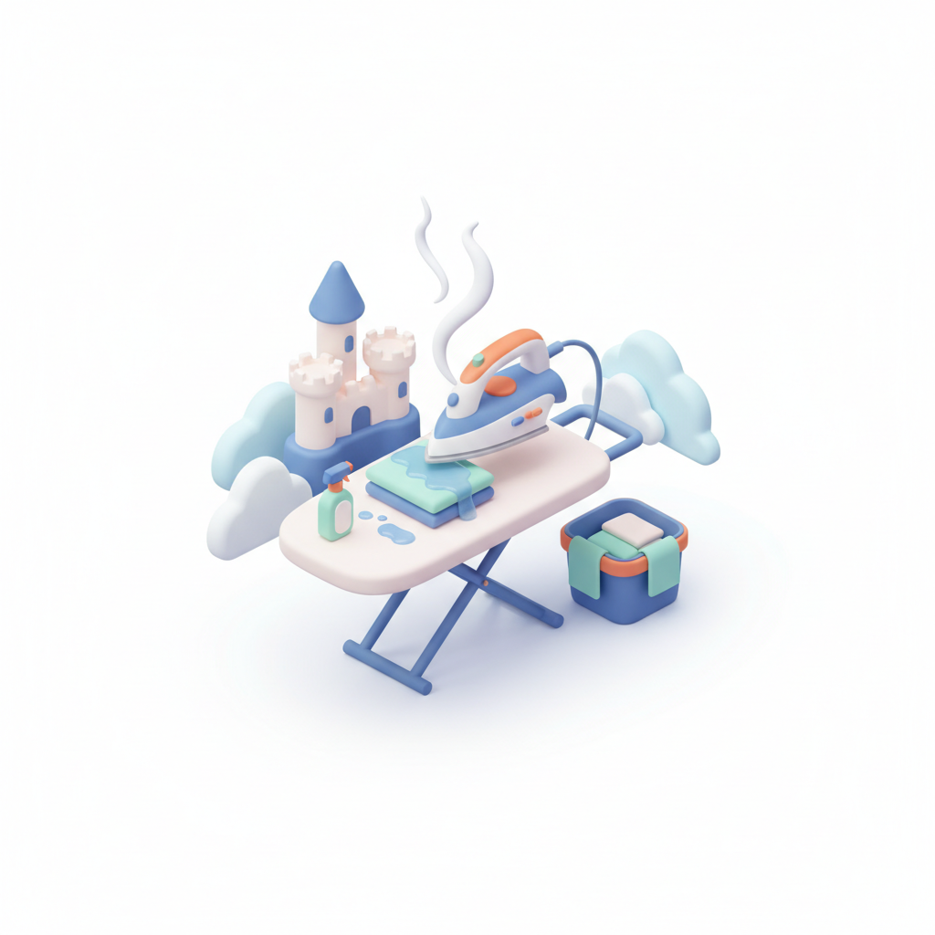 Illustration 3D : Comment repasser du linge humide après brouillard à Pont-du-Château