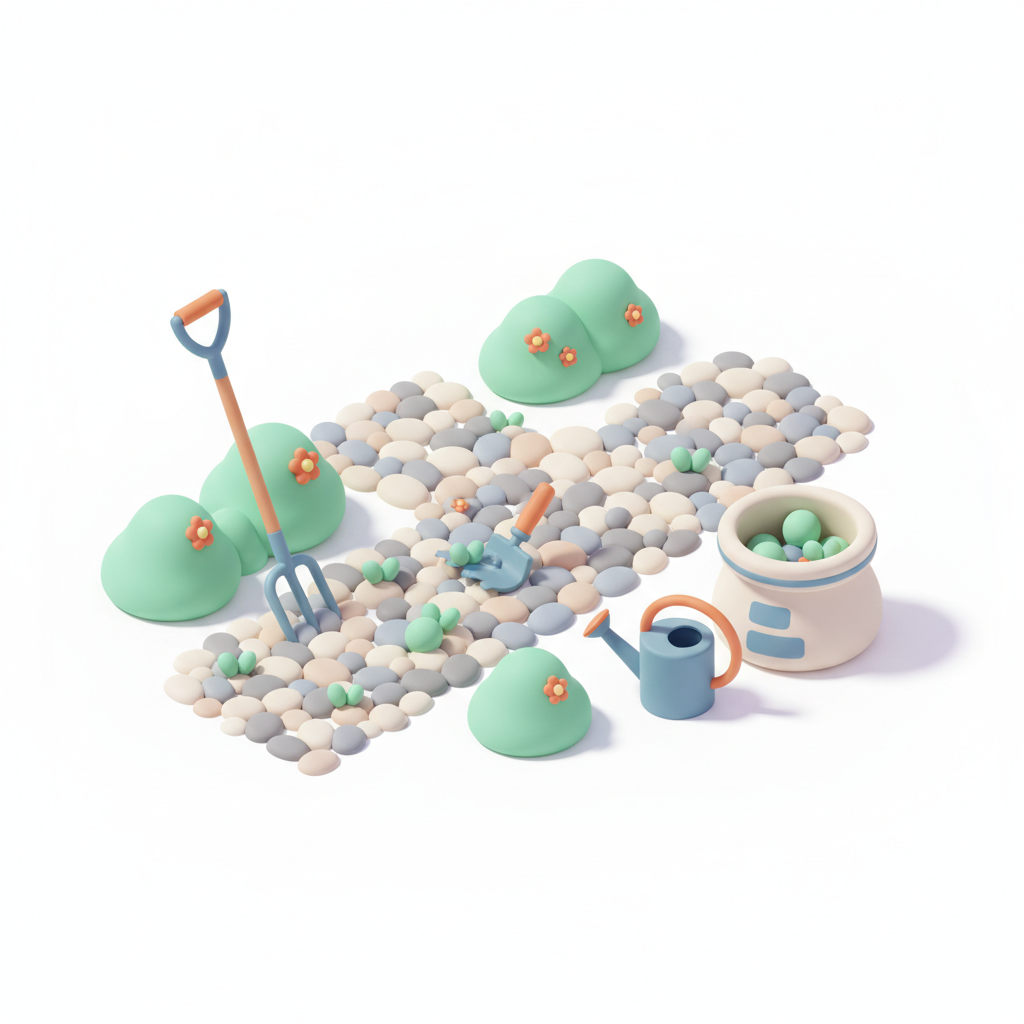 Illustration 3D : Désherber une allée gravillonnée à Cournon-d'Auvergne