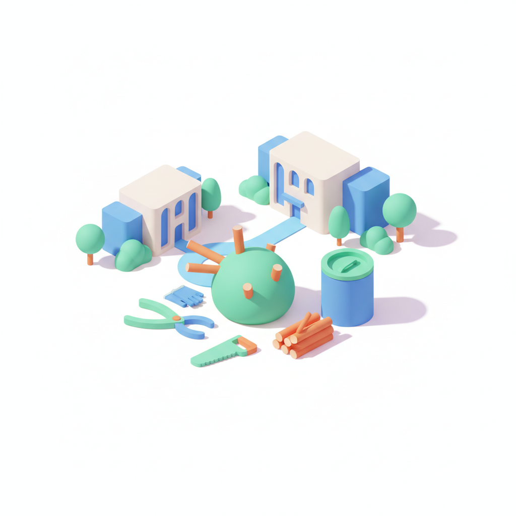 Illustration 3D : Élaguer un arbuste près du campus des Cézeaux à Aubière