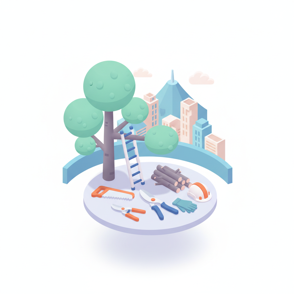 Illustration 3D : Élaguer un frêne en limite de propriété à Clermont-Ferrand