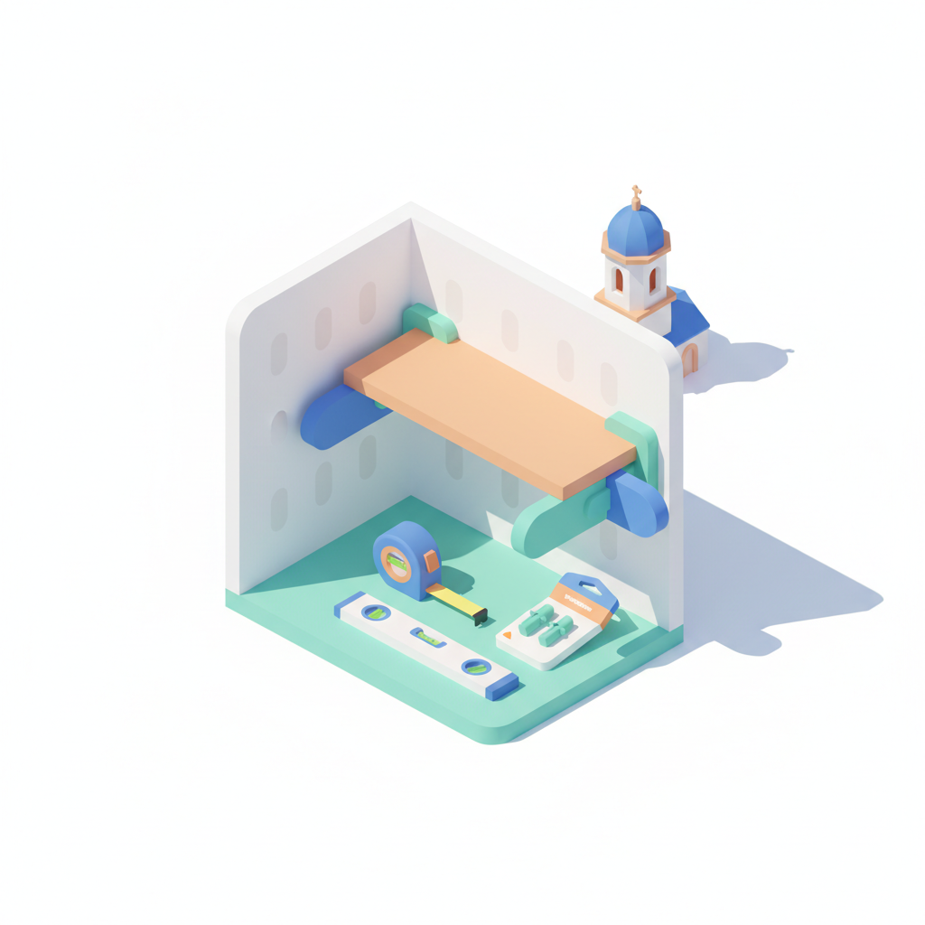 Illustration 3D : Comment fixer une étagère lourde sur du placo à Gerzat sans percer dans le vide