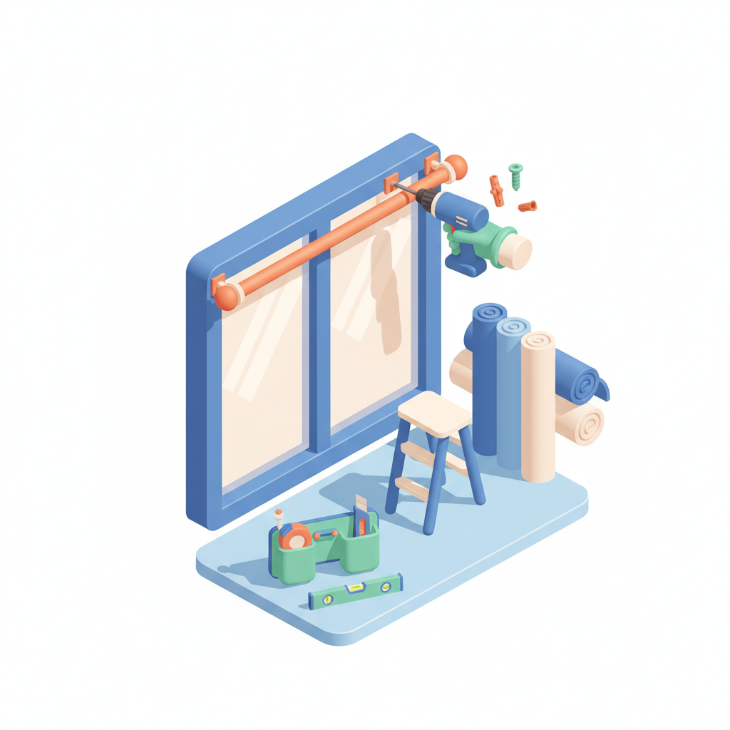 Illustration 3D : Fixer une tringle à rideaux sur baie vitrée en pente à Romagnat