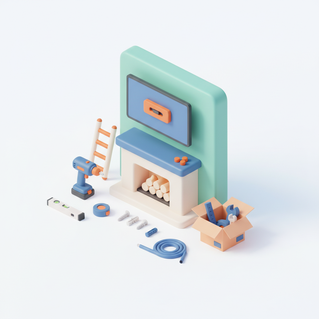 Illustration 3D : Fixer une TV murale au-dessus d'une cheminée à Cournon-d'Auvergne