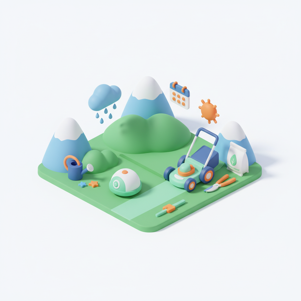 Illustration 3D : À quelle fréquence tondre sa pelouse en climat auvergnat