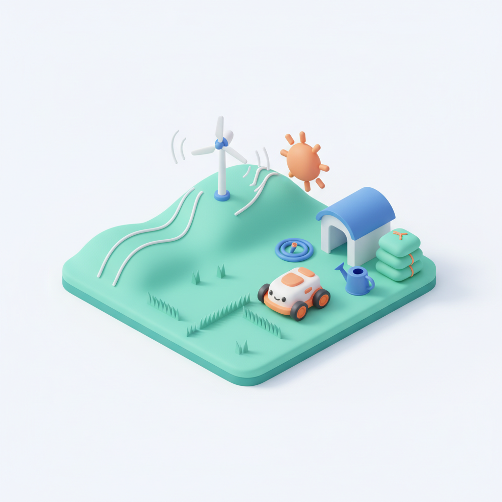 Illustration 3D : À quelle fréquence tondre sa pelouse exposée au vent à Aulnat