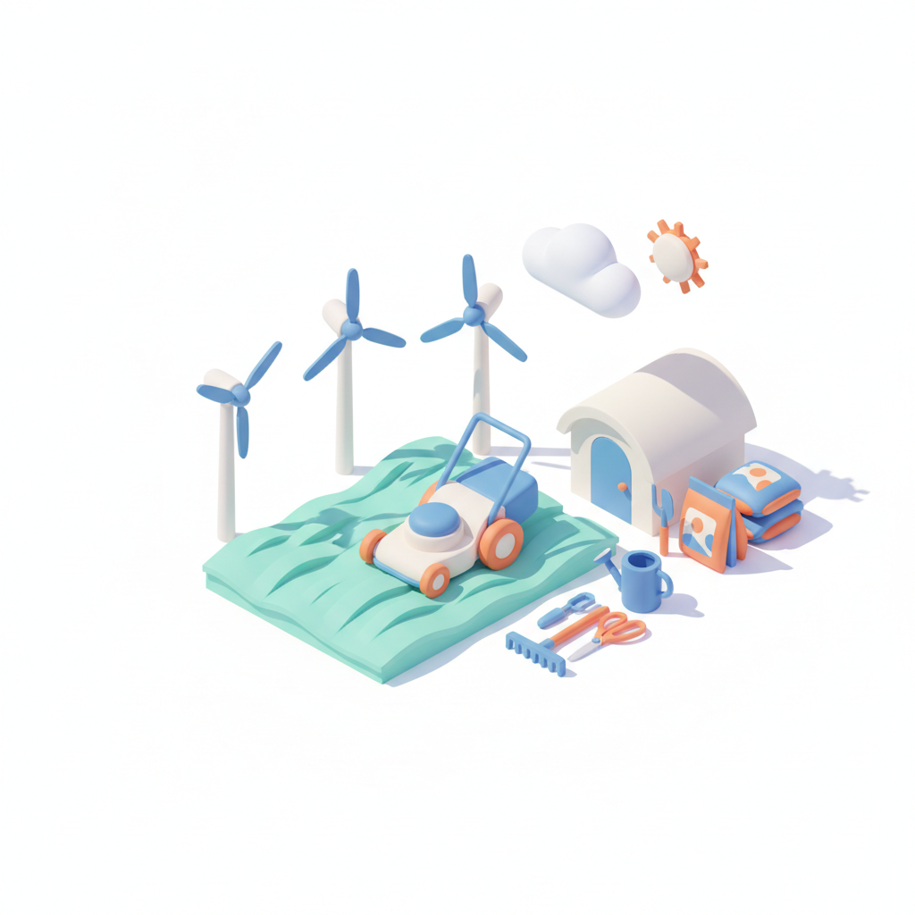 Illustration 3D : À quelle fréquence tondre sa pelouse exposée au vent à Gerzat
