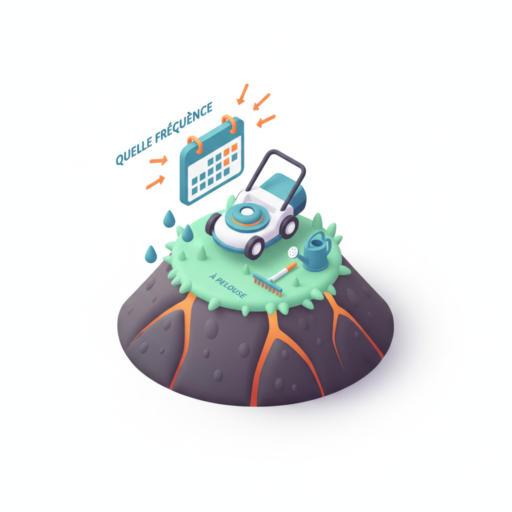 Illustration 3D : Quelle fréquence de tonte pour pelouse en sol volcanique à Beaumont
