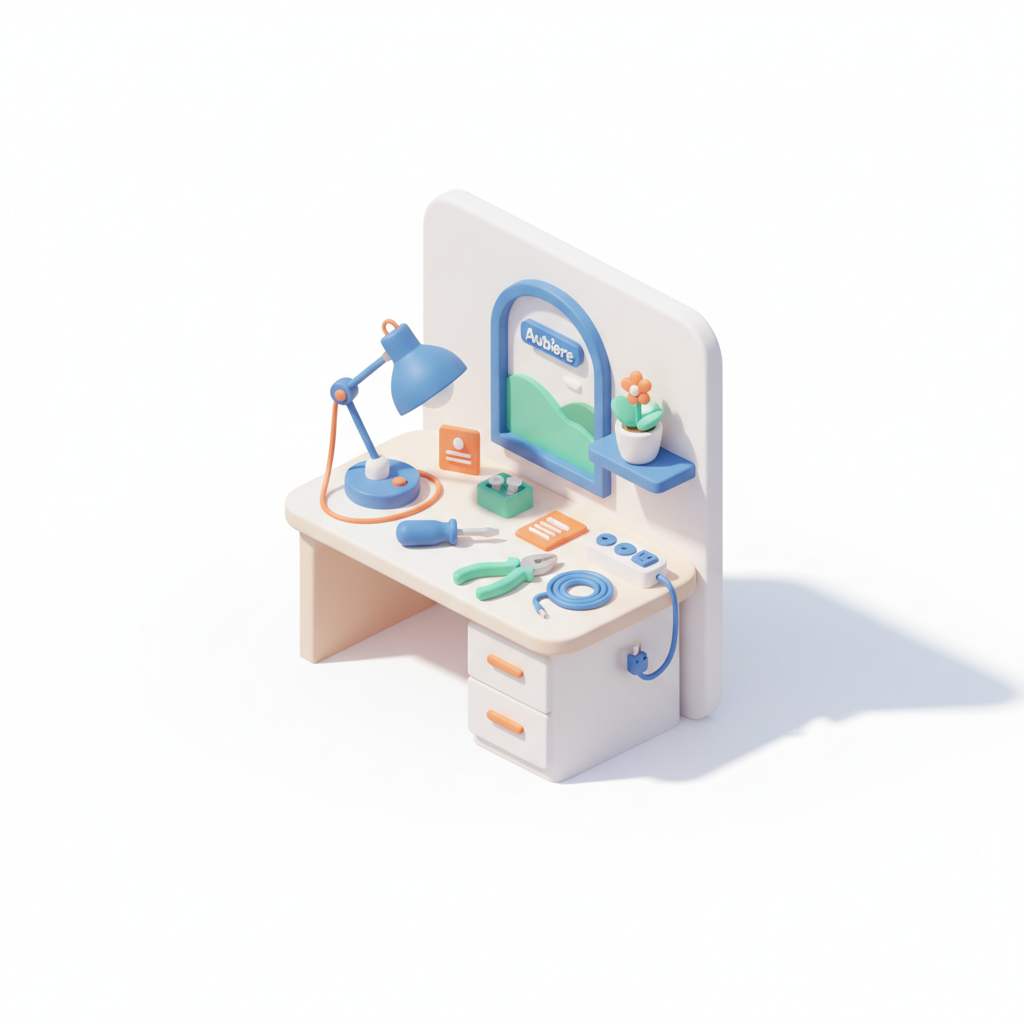 Illustration 3D : Comment installer une lampe de bureau dans un studio étudiant à Aubière