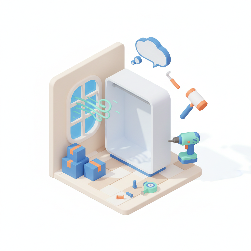 Illustration 3D : Comment monter une armoire PAX IKEA dans une maison venteuse à Aulnat