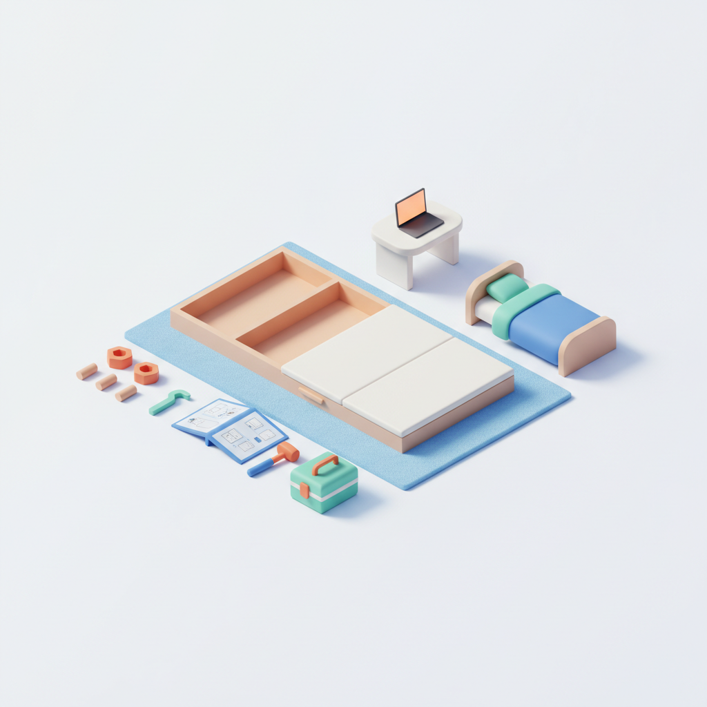 Illustration 3D : Comment monter une armoire PAX IKEA dans un studio étudiant