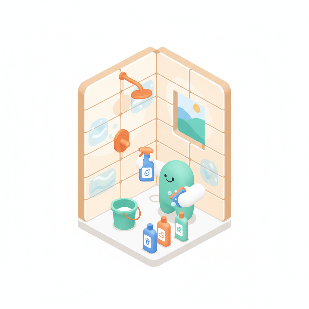 Illustration 3D : Comment nettoyer le calcaire sur carrelage de douche à Aubière