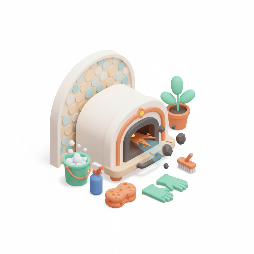 Illustration 3D : Comment nettoyer un four encrassé dans une maison ancienne à Riom