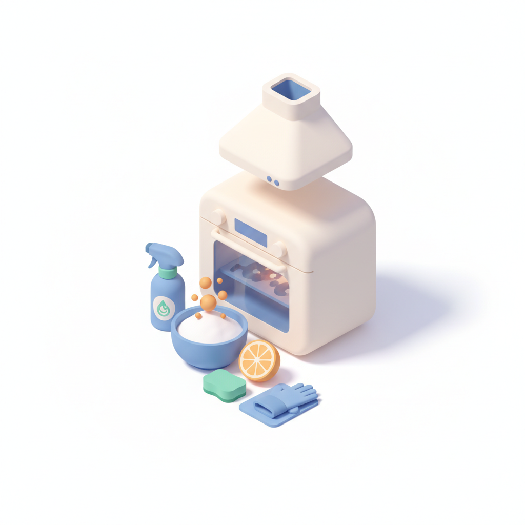 Illustration 3D : Comment nettoyer un four encrassé sans produits toxiques à Chamalières