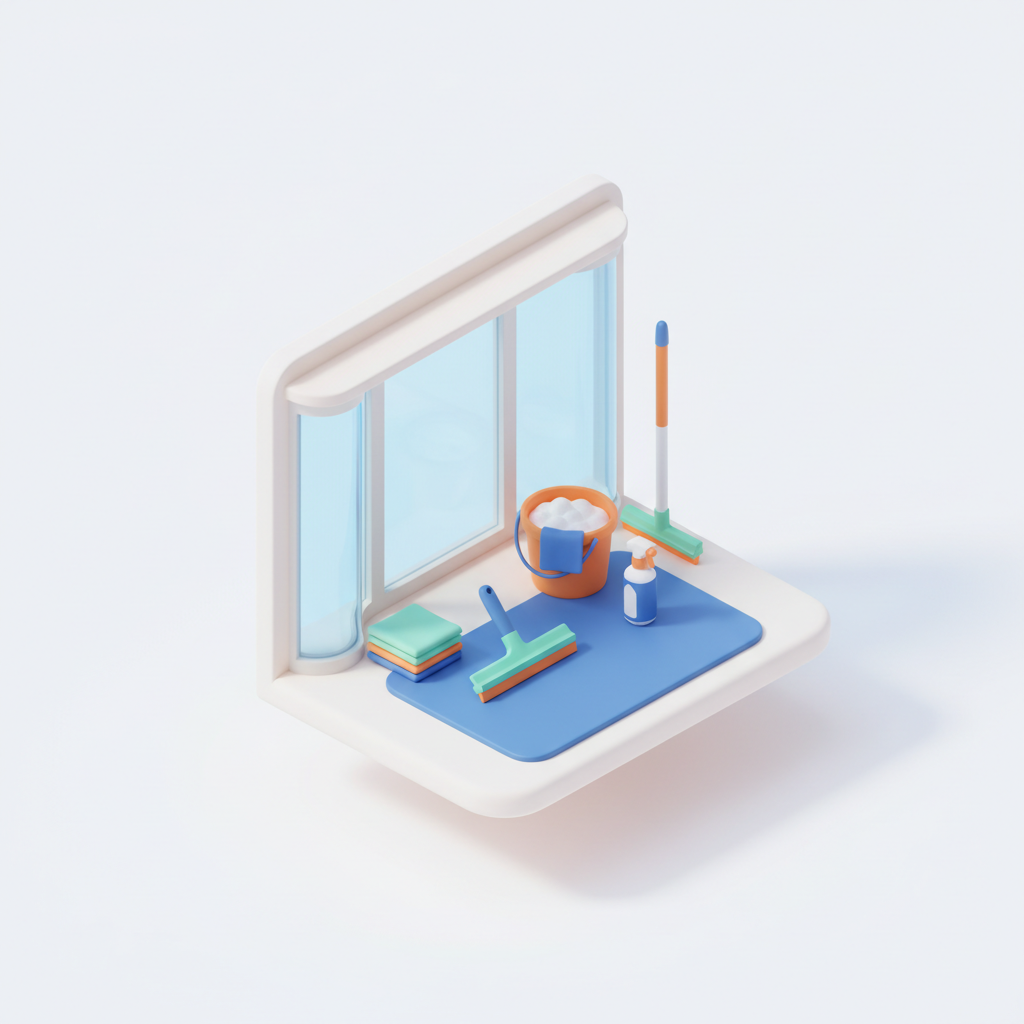 Illustration 3D : Comment nettoyer les grandes baies vitrées sans traces à Beaumont