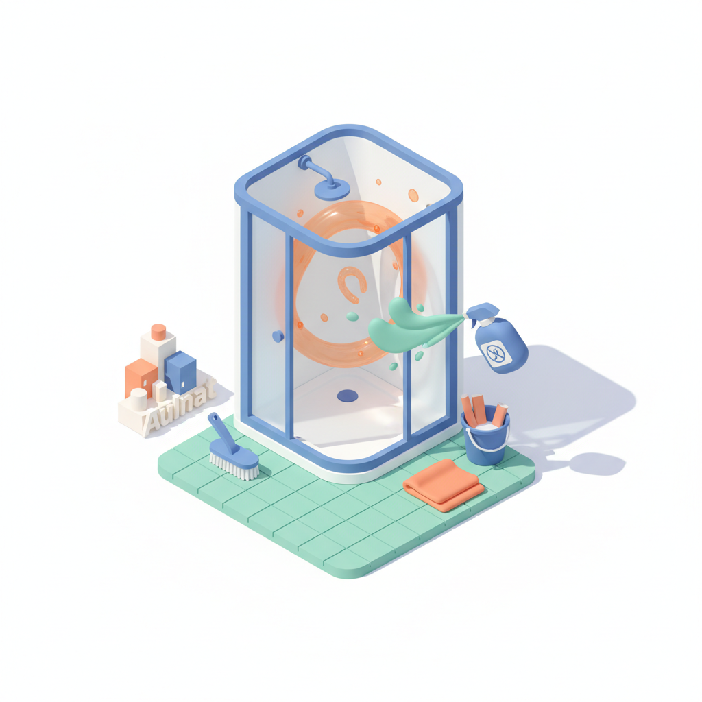 Illustration 3D : Nettoyer les parois de douche calcaires à Aulnat: solutions