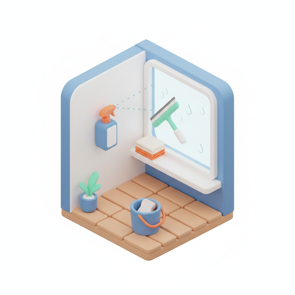 Illustration 3D : Comment nettoyer les vitres d'une résidence étudiante à Aubière sans traces