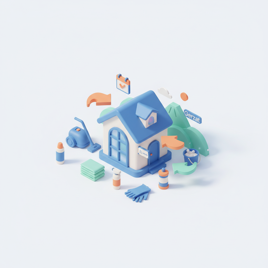 Illustration 3D : Organiser le ménage express entre deux locations Airbnb à Gerzat