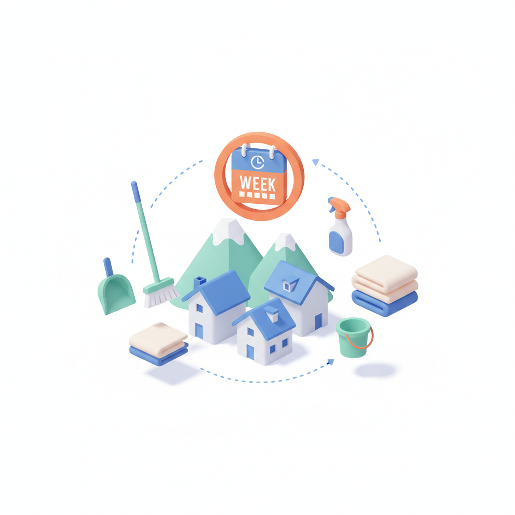 Illustration 3D : Organiser un ménage hebdomadaire efficace à Clermont-Ferrand