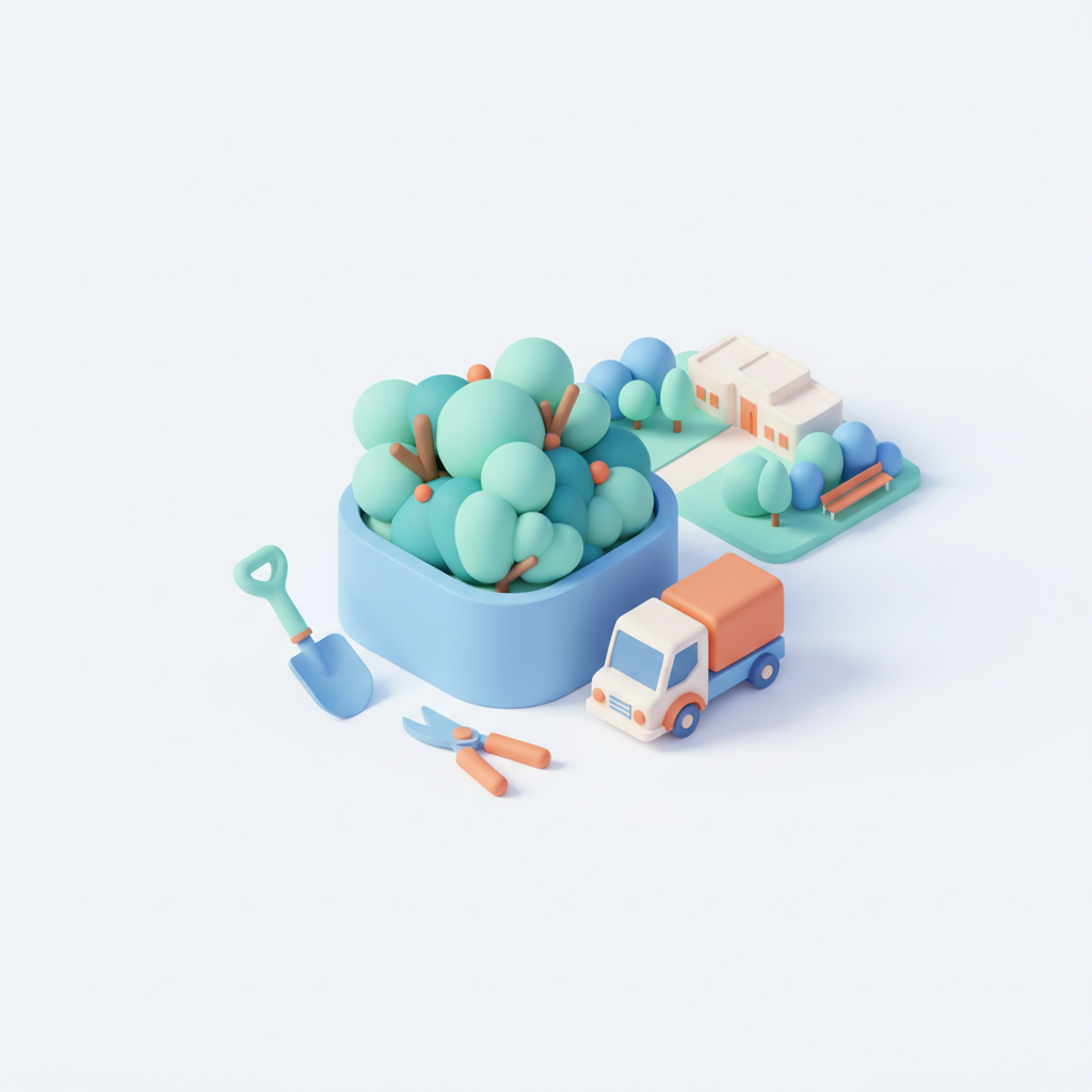 Illustration 3D : Où évacuer les déchets verts de taille à Chamalières