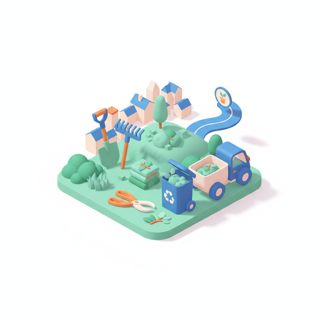 Illustration 3D : Où évacuer les déchets verts de taille à Romagnat
