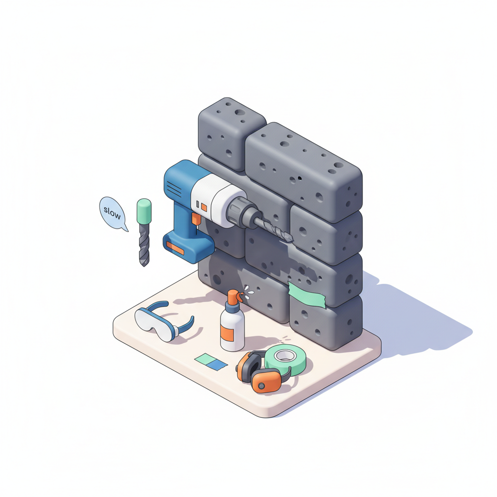 Illustration 3D : Comment percer un mur en pierre de Volvic à Riom sans fissurer