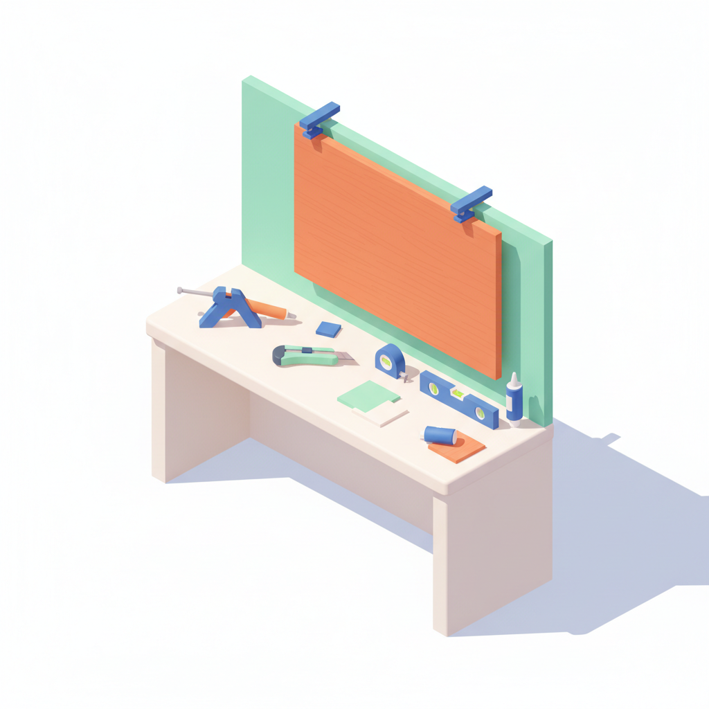 Illustration 3D : Poser une crédence en stratifié HPL dans une cuisine à Cournon
