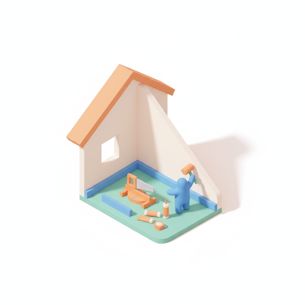 Illustration 3D : Comment poser des plinthes sur mur en pente à Romagnat
