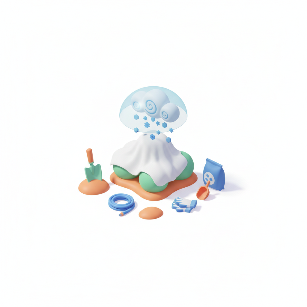 Illustration 3D : Comment protéger ses arbustes du gel hivernal à Beaumont