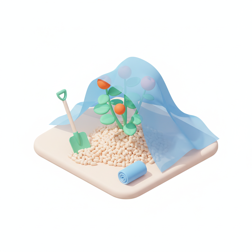 Illustration 3D : Comment protéger ses rosiers du gel à Riom: paillage et voilage